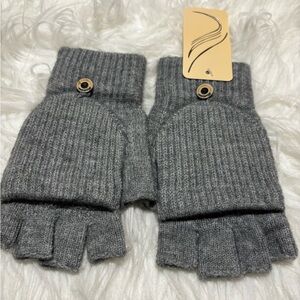 Gray Fingerless Knit Gloves